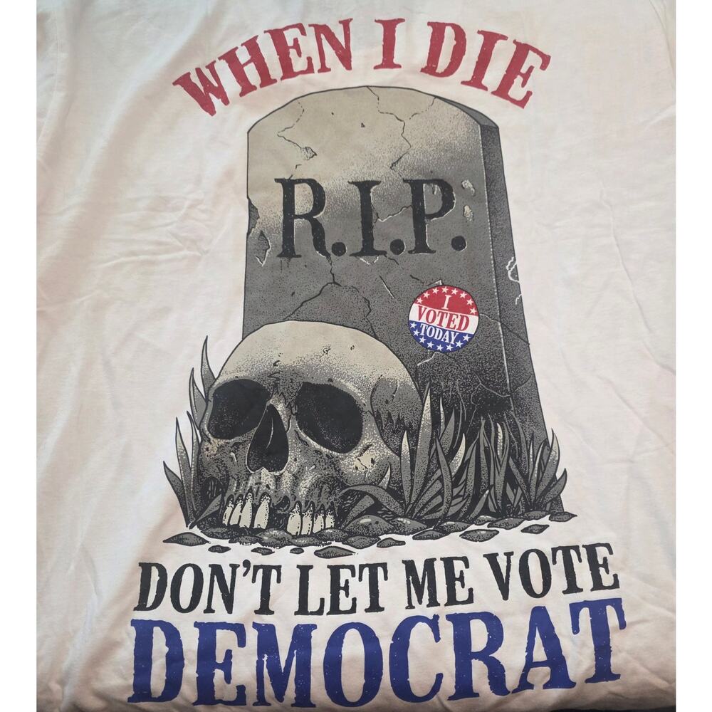Warrior xii Large "Don't let me vote Democrat" white tactical warrior USA tee - Picture 2 of 6